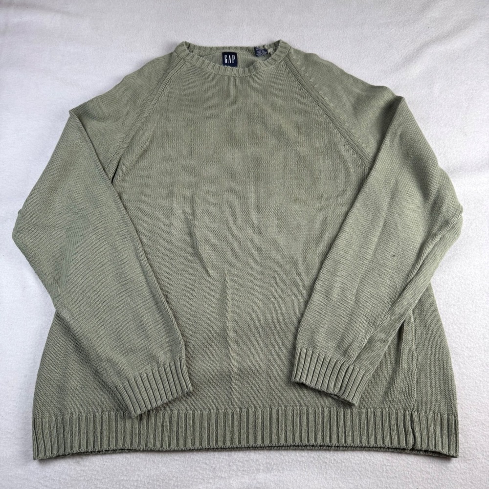 Gap Sage Green Linen Cotton Blend Crewneck Raglan Sweater XL Women